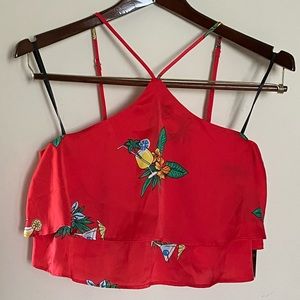 Silky tropical red crop top
